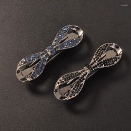 Hair Clips Crystal Bow Spring Clip French Style Elegant Small Size Women Rhinestones Girls Styling Headress