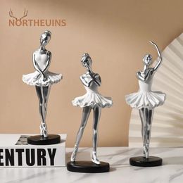 NORTHEUINS Resin Nordic Ballet Dance Girl statues creative dancer lass figurines for interior home bedroom desktop decor items 240130