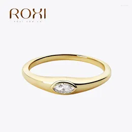 Cluster Rings ROXI 925 Sterling Silver Minimalist Single Zircon Evil Eye Smooth For Women Men Trendy Party Jewellery Gift Finger Ring