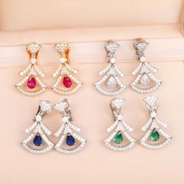 Stud Earrings Brand Vintage Zircon For Women Luxury Jewellery Fashion Designer Eardrop Pure 925 Sliver Party Clip