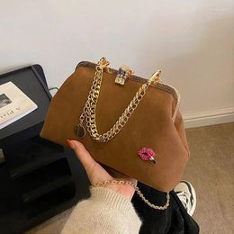 Evening Bags 2024 Autumn Winter Retro Ladies Handbags Beige Brown Wine Red Clutches For Women Dinner Prom Party Chain Shoulder Purses