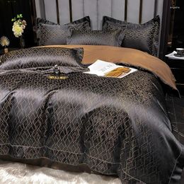 Bedding Sets Bed Linen Luxury High-end Black Jacquard Pure Cotton Duvet Cover Seasonal Four Piece Set Of Vintage Style Bedding.