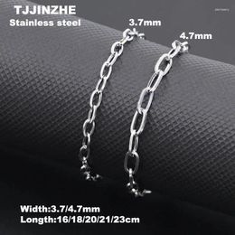 Charm Bracelets 3.7-4.7mm Long Cross Square Rolo Cable Stainless Steel Link Chain Colour Vintage Bracelet For Women Unisex Wrist Jewellery