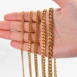 Chains Width 3-7mm Stainless Steel Curb Cuban Link Basic Punk Necklace For Men Women Gold Plated Metal Chokers Jewellery