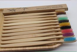 Contracted Colorful Natural Bamboos Toothbrush Set Softs Bristle Charcoal Teeth Whitening Bamboo Toothbrushes Soft Dental Oral Car2270524