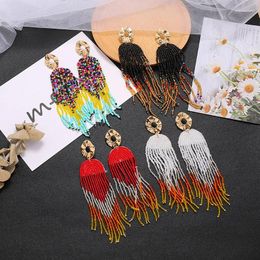 Dangle Earrings Fashion Women Bohemian Large Colorful Bead Tassel Earring Handmade Acrylic Statement Wedding Party Charm Jewelry