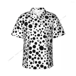 Men's Casual Shirts Shirt Black And White Polka Dot Pattern Short Sleeve Summer Men Turn-down Collar Button Clothing