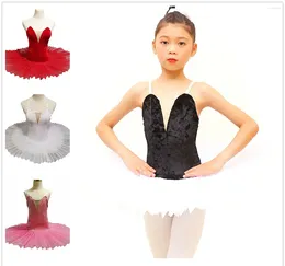 Abbigliamento da palcoscenico Gonna da balletto Tutu Top in velluto per bambini Costumi per spettacoli di danza per adulti Abito da lago dei cigni in garza a disco femminile