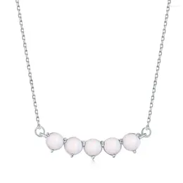 Chains Karloch S925 Sterling Silver Aubao Girls' Necklace Small And Ladies Style Round Opal Pendant Elegant Clavicle Chain