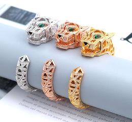 Aggressive exaggeration big leopard hollowed out full diamond bracelet opening European and American temperament women fashion cou3348412