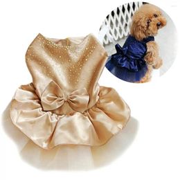 Dog Apparel Cute Dresses Pet Puppy Bowknot Gauze Skirt Sequin Princess Clothes Supplies