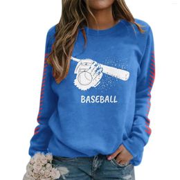 Women's Hoodies Women Round Neck Long Sleeve Casual Baseball Print Game Hoodless Sweatshirt Athletic Sweaters Sleep Sweatshirts