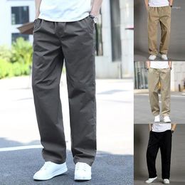 Men's Pants Straight Loose Casual Fashion Elastic Waist Solid Color Trousers Durable Dirt Resistant Overalls Outdoor Sport