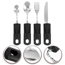 Dinnerware Sets 4 Pcs Spoon Bendable Cutlery Elder Tool Patient Silverware Stainless Steel Parkinsons Utensils