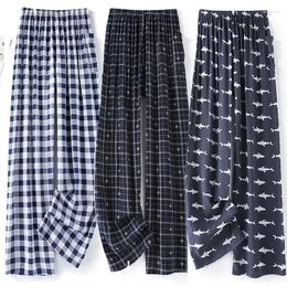 Men's Sleepwear Loungewear Clothes Sleep Mens Home Pyjamas 2024 Pyjama Summer Trousers Plaid Male Sleeping Bottoms Soft Pants