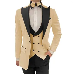 Men's Suits Formal Men 3 Pieces Black Peaked Lapel Single Breasted Blazer Tuxedo Wedding Prom Party Dress Tailored Made Costume Homme