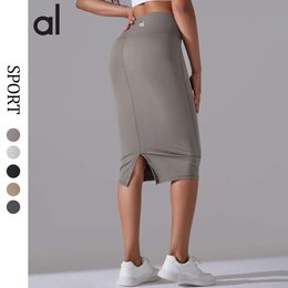 Lu Align Wrap AL Hip Waist Slim Fit Casual Sports Half High Elastic Skincare Mid Length Split Women's Skirt Lemon LL Jogger Lu-08 2024