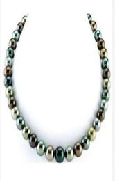 Fast Fine Pearls Jewelry stunning round 910mm tahitian multicolor pearl necklace18quot14k5590059