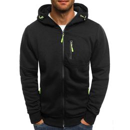 Cardigan Zip Hoodie Men ZipUp Long Sleeve Polyester Sports Coat Male Hoody Swestshirts Workout Clothing Jacket 240123