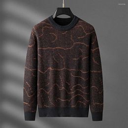 Men's Sweaters Light Luxury Fashion Jacquard Sweater 2024 Autumn/Winter Warm Leisure Soft Knitted Round Neck High Quality Pullover