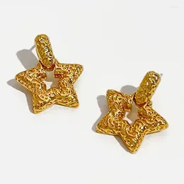 Stud Earrings Peri'sbox Simple Bump Texture Five Pointed Star Shaped Earring For Women Gold Colour Brass Trend Jewellery Party Street