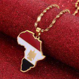 Pendant Necklaces Africa Egypt Map Flag Necklace Gold Color Stainless Steel African Jewelry Gift