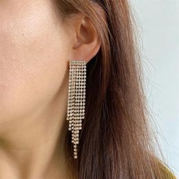 Dangle Earrings Arrivals Luxury Gold Colour Clear Stone Chain Tassel Drop For Women Girl Elegant Gorgeous Shiny Blingbling Jewellery