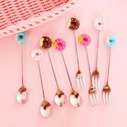 Spoons Doughnut High Quality Dessert Cake Coffeeware Dinnerware Ice Cream Teaspoon Fruit Fork Coffee Spoon Stirring