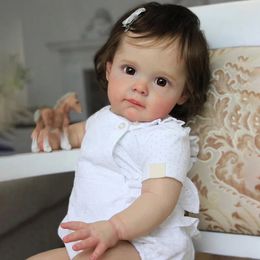 NPK 60CM Huge Baby Reborn Toddler Girl Doll Maggi Lifelike 3D Painted Skin with Visible Veins Collectible Art Doll 240131