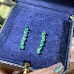 Stud Earrings Natural Emerald Luxury Style 3 Mm 925 Silver Colombian Origin 0.3ct