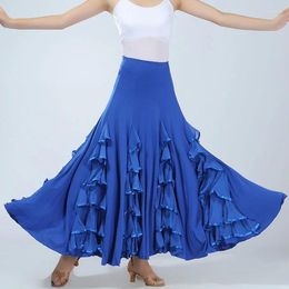 Stage Wear Women Modern Dance Skirt Long Ruffle Ballroom Skirts Standard Flamenco Costume Spanish Dress Waltz