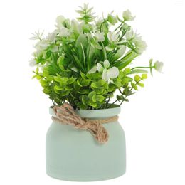 Decorative Flowers Small Fake Plant Greenery Potted Artificial Decor Home Office Desk Farmhouse