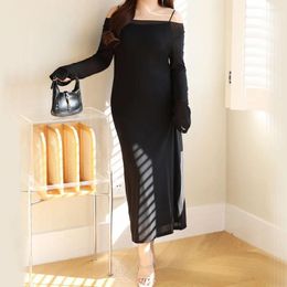 Plus Size Dresses Good Quality Mesh Cover-ups Women Fishtail Spaghetti Strap Dress French Two-Piece Set