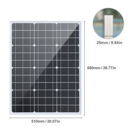 800W 18V Solar Panel Glass Aluminum Frame Single Crystal Car Battery Charger Household Recreational Vehicle RV Roof Street Lamp