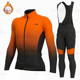 2023 Winter Cycling Jacket Bike Jersey set Men Thermal Fleece Long Sleeve Clothing MTB Sportswear Bicycle Ride Uniform 240131