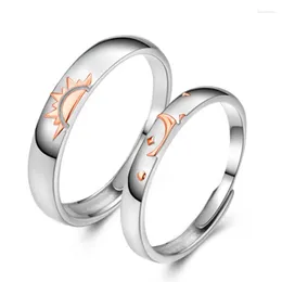 Wedding Rings 2 Pieces For Sun And Moon Couple Polish Lovers Adjustable Ring Valentine's Day Girlfriend Boyfriend