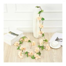 Decorative Flowers Artificial Hanging Silk Rattan Garland String Garden Home Bedroom Office Decoration White