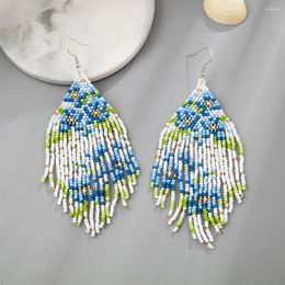 Dangle Earrings Bohemia Women's Jewellery Accessories Boho Handmade Beads Plant Flower Pattern Long Tassel Drop Hanging For Women