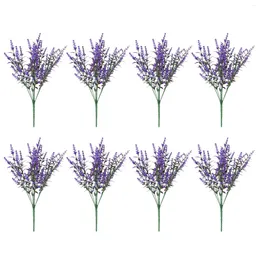 Decorative Flowers 8 Bundles Artificial Lavender Outdoor No Fade Faux Plastic Garden Porch Window Box Silk Hanging