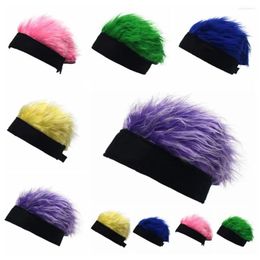 Berets Retro Fake Hair Skullcap Sports Brimless Hip Hop Beanie Wig Hat Coloured Fluffy Fun Short Caps Street Cosplay