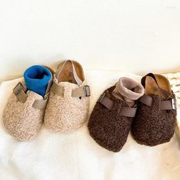 Slipper Children's Fleece Elastic Clogs Baby Boys Girls Plush Toddler Prewalker Footwear Winter Warm Soft Sole Shoes
