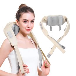 Electric Neck And Back Massager Wireless Neck And Shoulder Kneading Massage Pillow Cervical Back Muscle Relaxing Massage Shawl 240202
