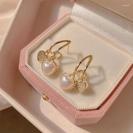 Dangle Earrings South Korea Fashion Simple Sweet High Quality Advanced Sense Zircon Love Girlfriend Gift Party Women Jewelry