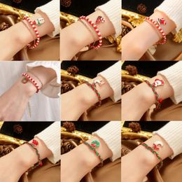 Charm Bracelets Christmas Theme Double Layer Bracelet For Women Santa Claus Snowman Elk Pendant Girls Xmas Party Jewellery Gifts