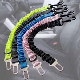 Dog Collars Car Seat Belt Leash Vehicle Adjustable Cushioning Elastic Reflective Safety Rope For Dogs Cat