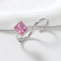 Dangle Earrings LONDANY Ring Square Zircon Personality Ins Small Letter S Pink Gem