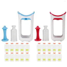 Storage Bags Food Grade Masher Comfortable Grip Squeeze Station Portable Kitchen Accessory For Home Blue / Red With 10 Pouches