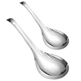 Spoons 2Pcs Stainless Steel Meal Spoon Electric Cooker Scoop Home Soup (Silver)