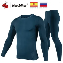 Motorcycle Apparel HEROBIKER Thermal Underwear Set Men Winter Warm Base Layers Tight Long Johns Tops & Pants 3 Colour
