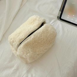 Storage Bags Cute Korean Cosmetic Pouch Large Plush Travel Makeup Organiser Kawaii Portable Zip For Women Girl Gift